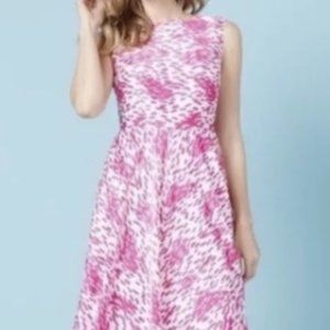 Boden Sleeveless Dress Midi US Size 14L White Pink Mara Dress